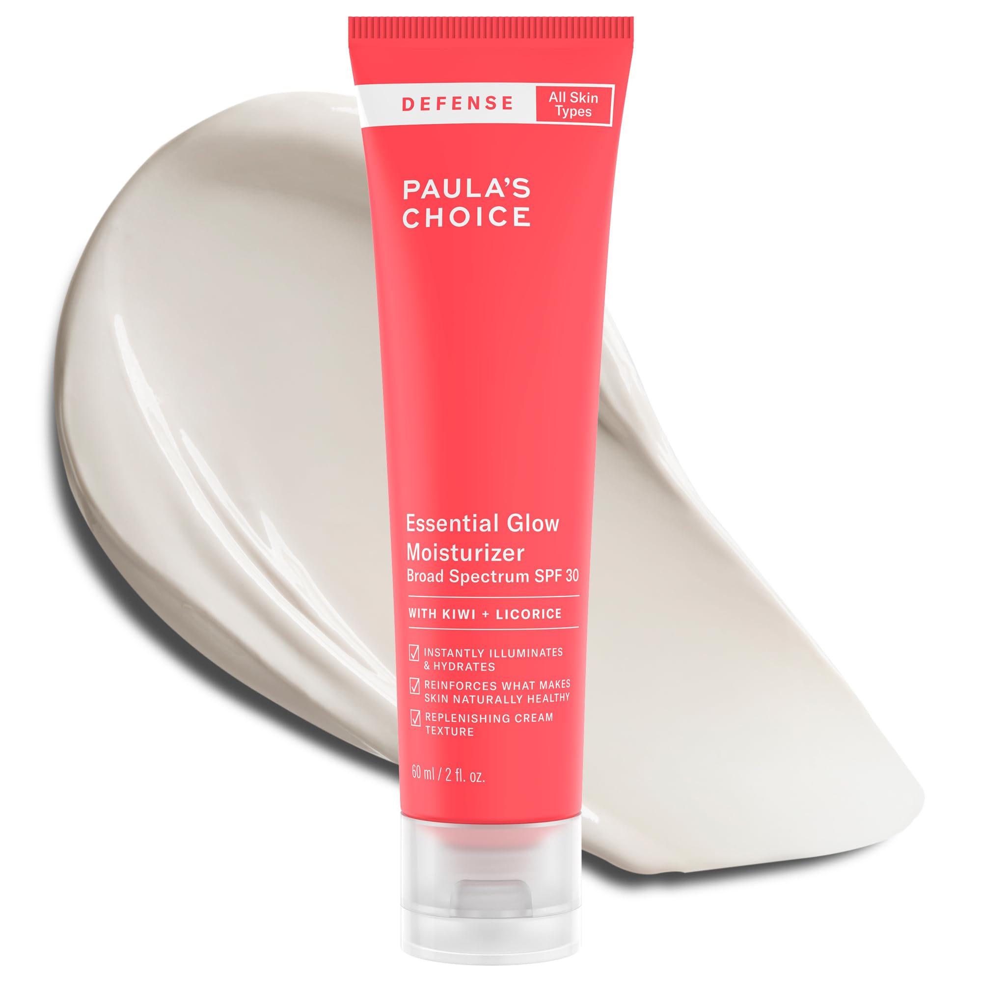 Paula's Choice Defense Essential Glow bottle front view with mineral sunscreen.