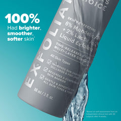 Closeup texture of mandelic-lactic exfoliant showing creamy liquid for sensitive skin