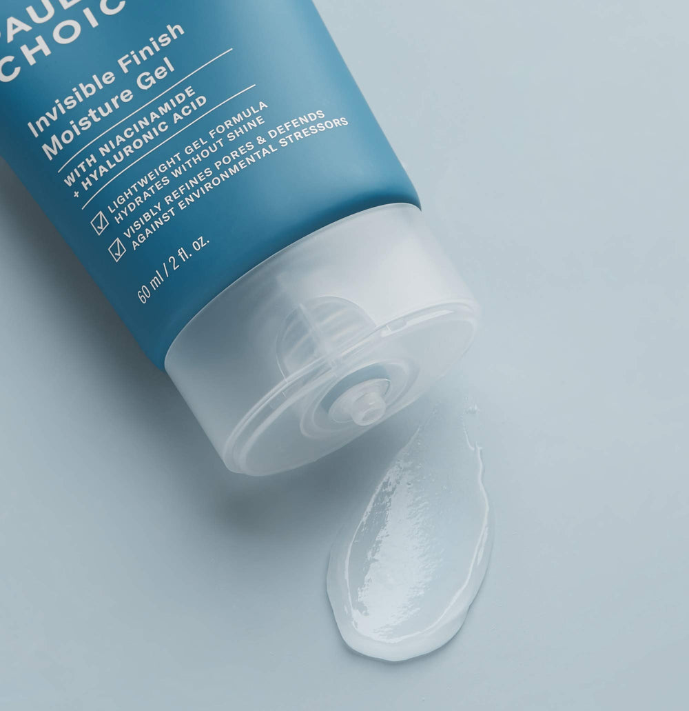 Fragrance-free Paula's Choice gel moisturizer packaging shown for daily use.