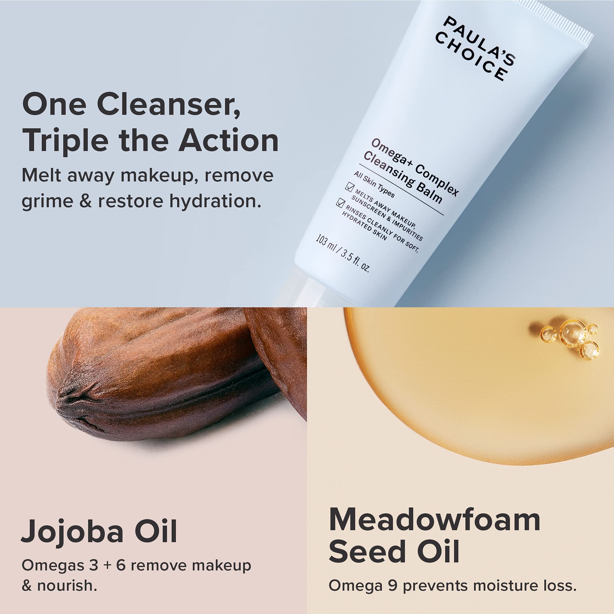 Dispensing action of Paula's Choice Omega Complex Balm for easy application.