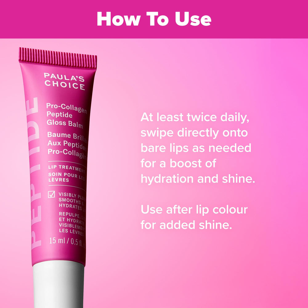 Paula's Choice Pro-Collagen lip balm on lips with non-sticky gloss