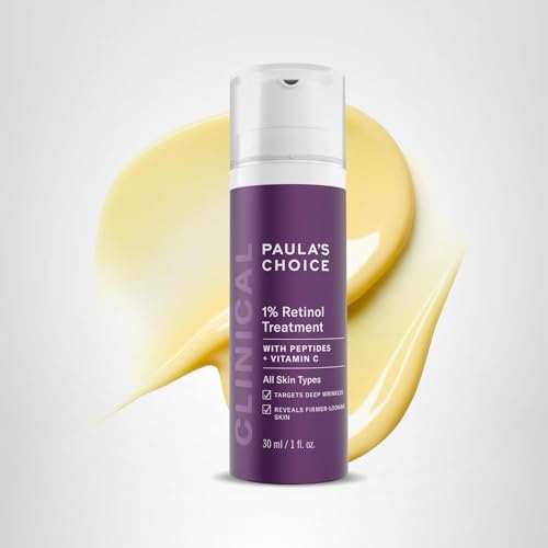 Paula's Choice product on shelf; premium anti-aging serum presentation.