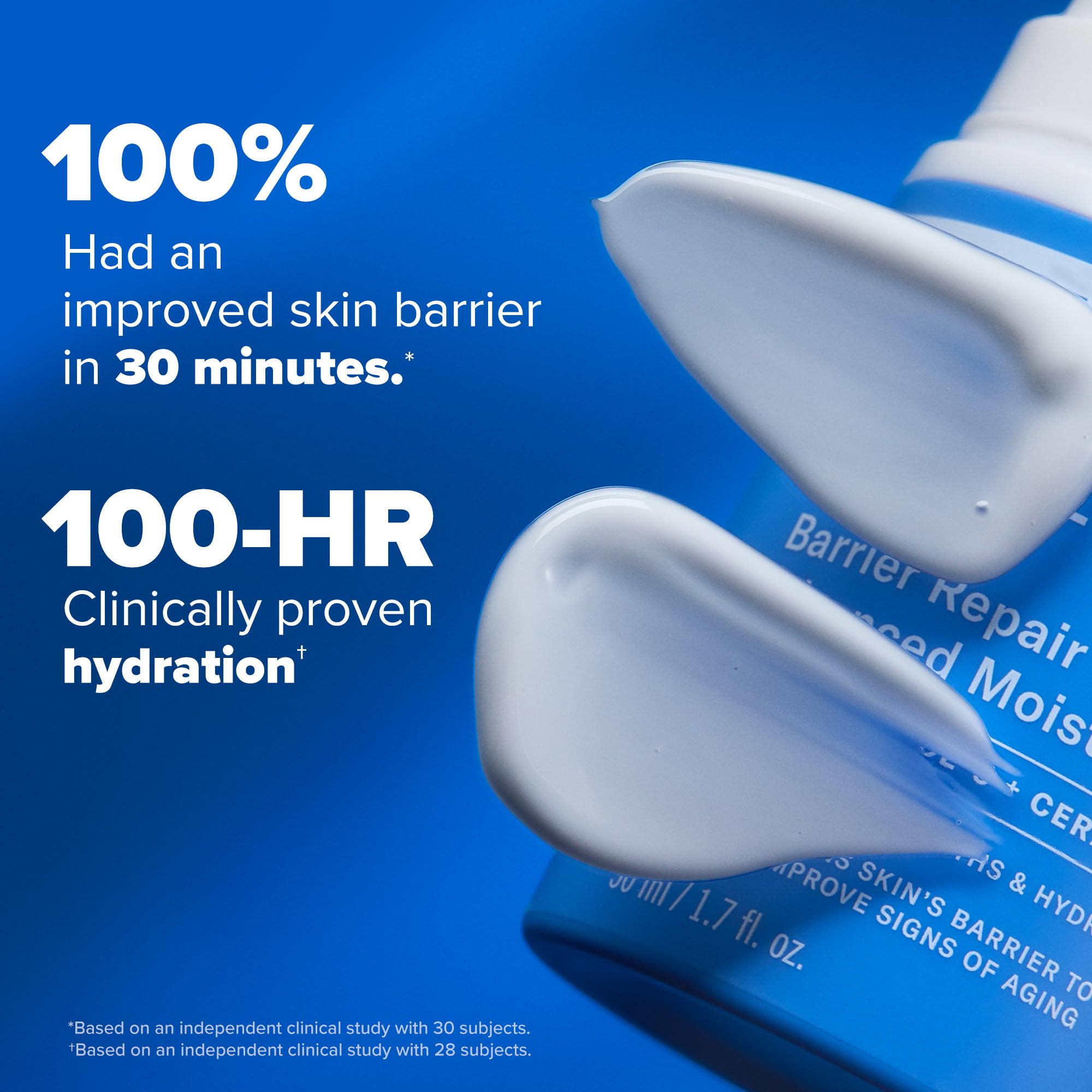 Paula's Choice RESIST Barrier Repair cream-swirl demonstrates lightweight texture for all skin types.