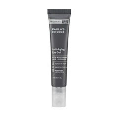 Paula's Choice Resist eye gel bottle showing sleek packaging for hydrating care.
