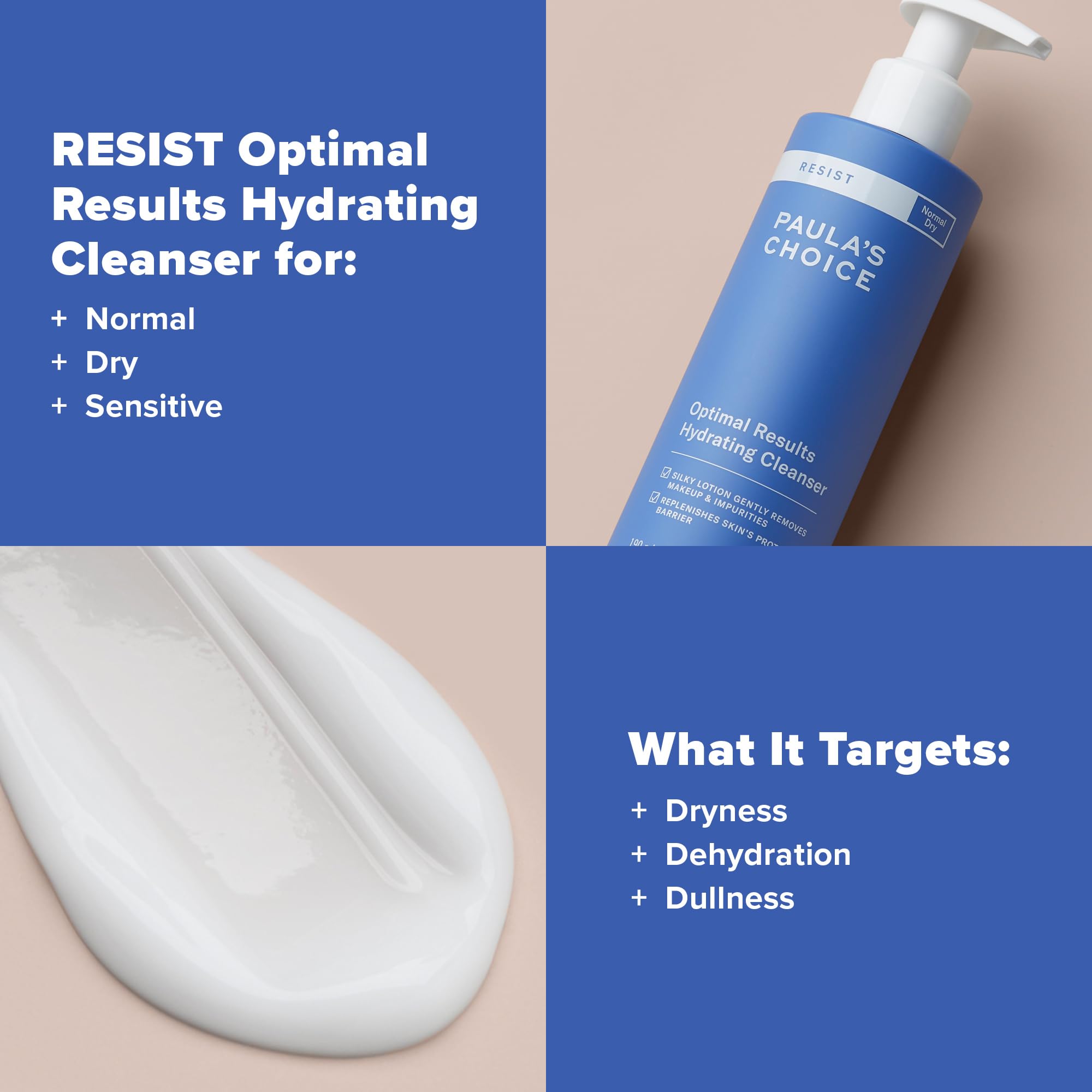 Paula's Choice RESIST Hydrating Cleanser hand massage activates a silky cleansing moment.