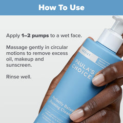 Cleanser pump top detail highlights easy daily use.