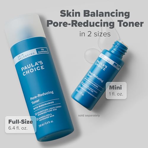 Compact, travel-friendly Paula's Choice Toner bottle on vanity