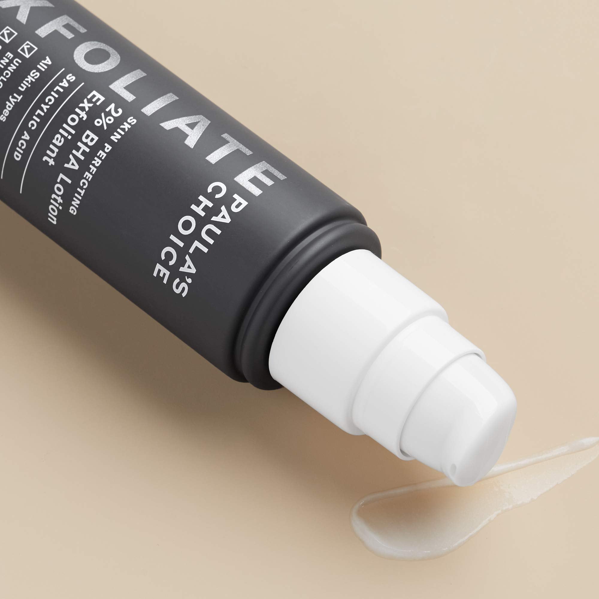 Paula's Choice Exfoliant on skin shows light, breathable finish.