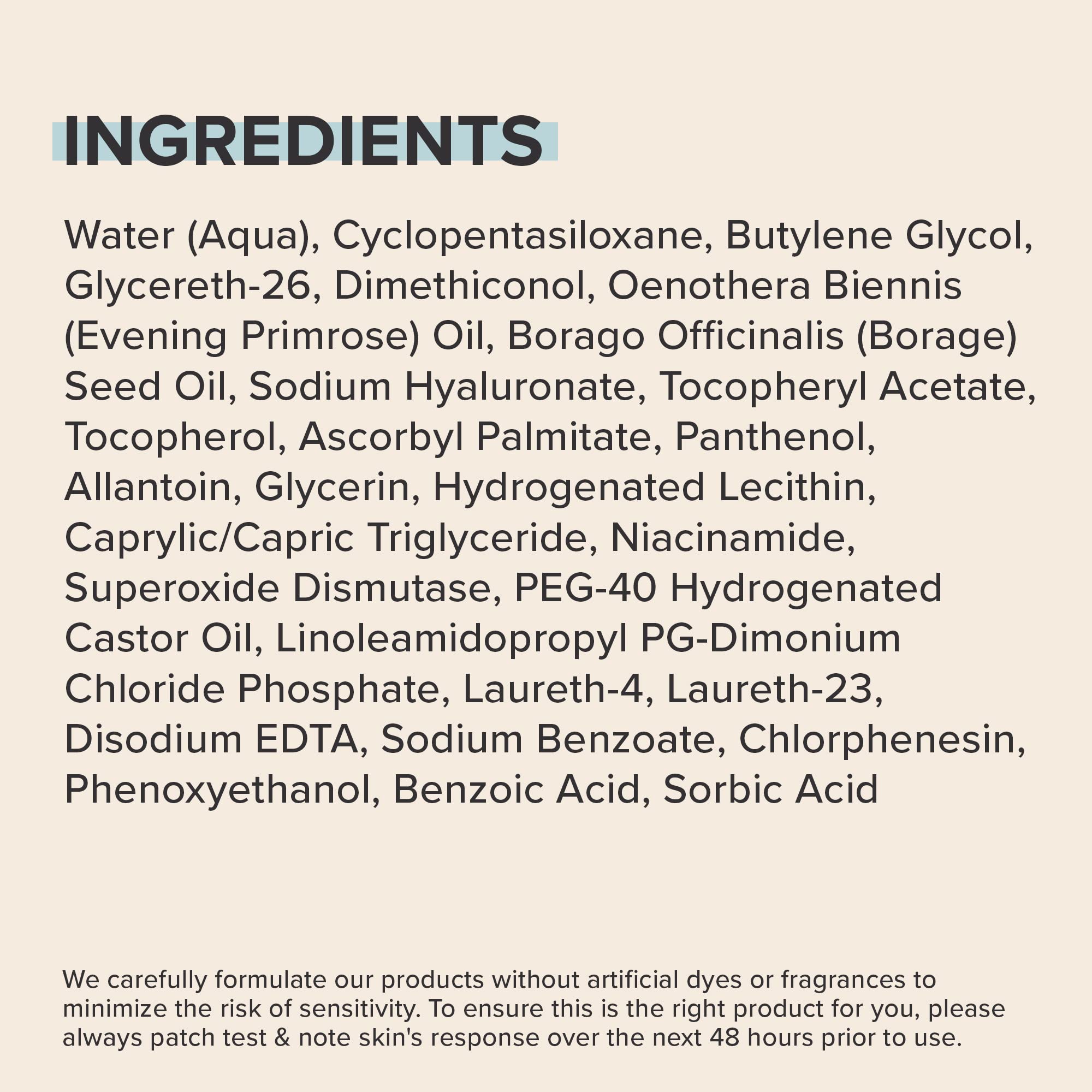 Paula's Choice Skin Recovery Toner ingredient list presents antioxidants and lipids supporting skin resilience
