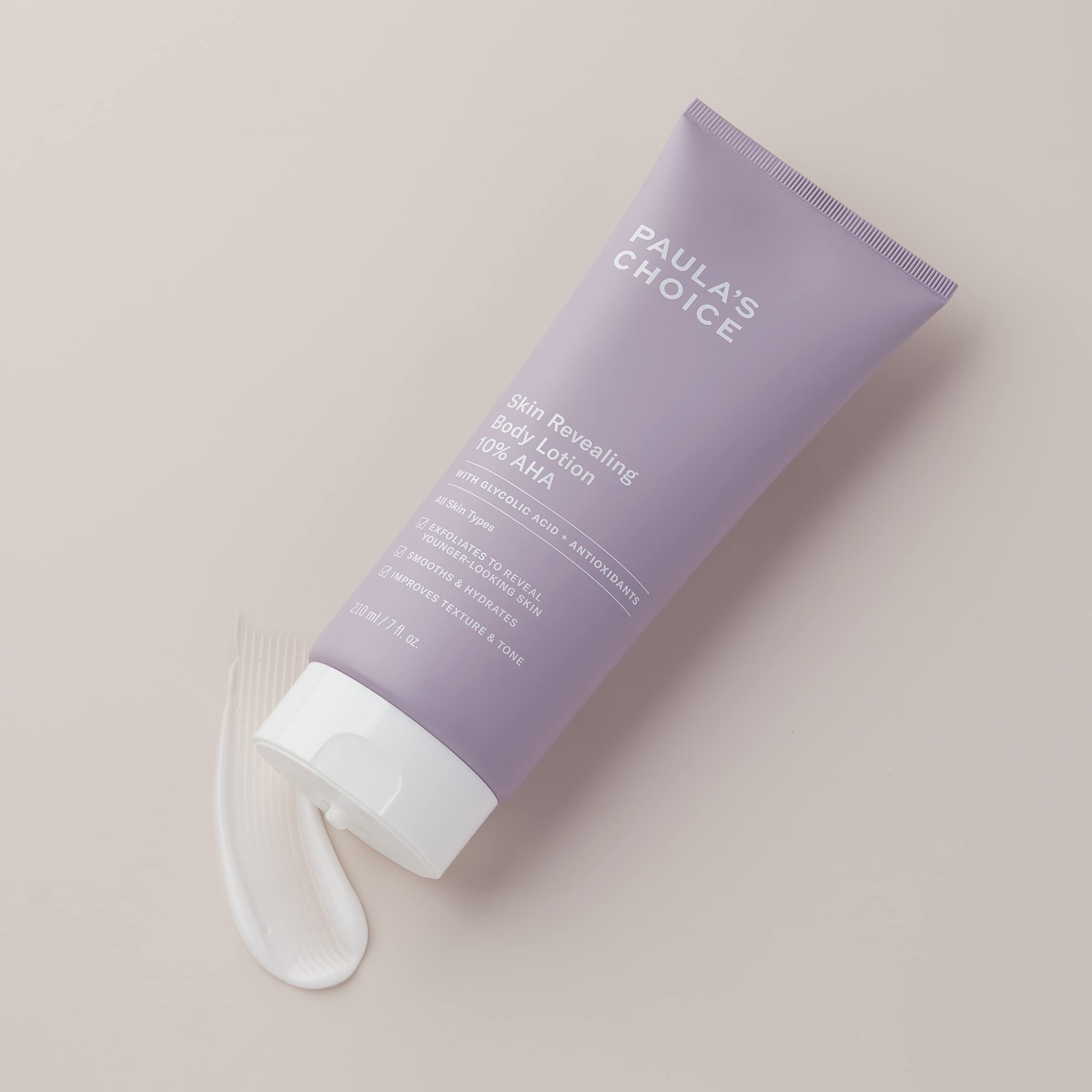 Paula's Choice Skin Revealing Body Lotion closeup texture shows creamy exfoliant