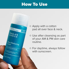 Tonico con niacinamida de Paula's Choice para revitalizar tras la limpieza y reducir brillos.