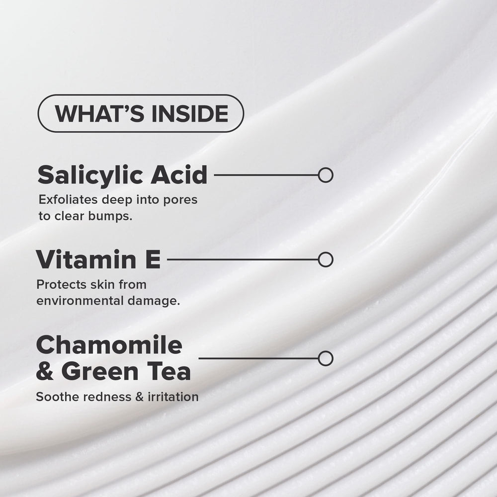Label highlights green tea and chamomile in Paula's Choice 2% BHA lotion