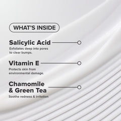 Label highlights green tea and chamomile in Paula's Choice 2% BHA lotion