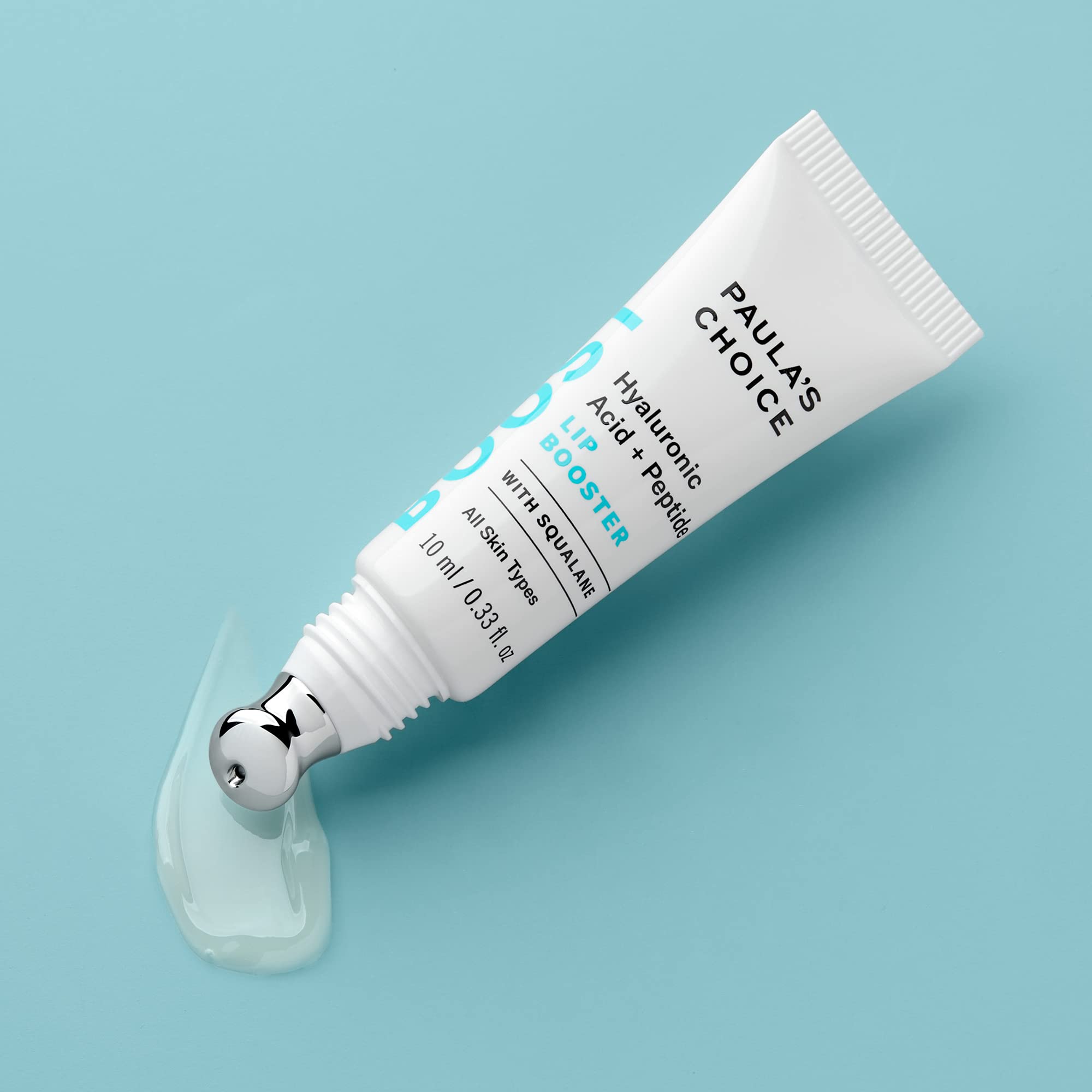 Paula's Choice BOOST lip booster application close-up illustrating smooth texture