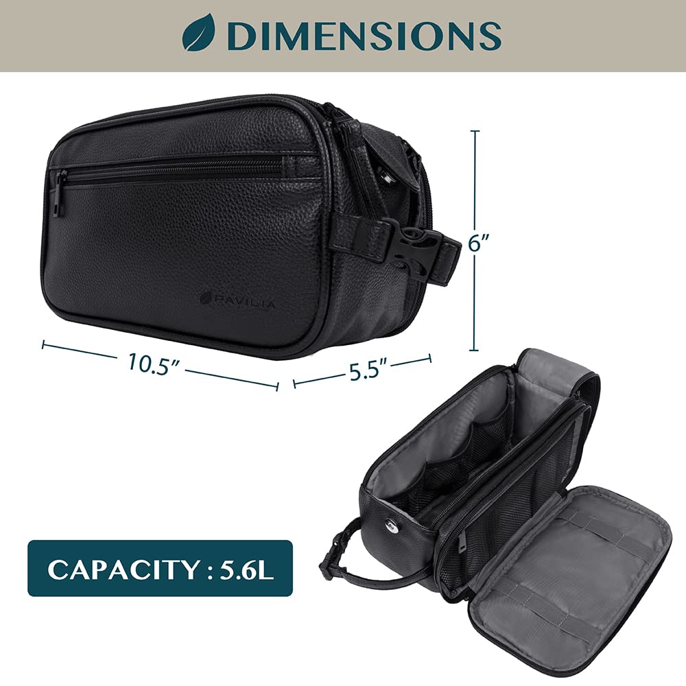 PAVILIA Mens travel bag-hang clip-on handle for easy storage in hotel bathrooms.