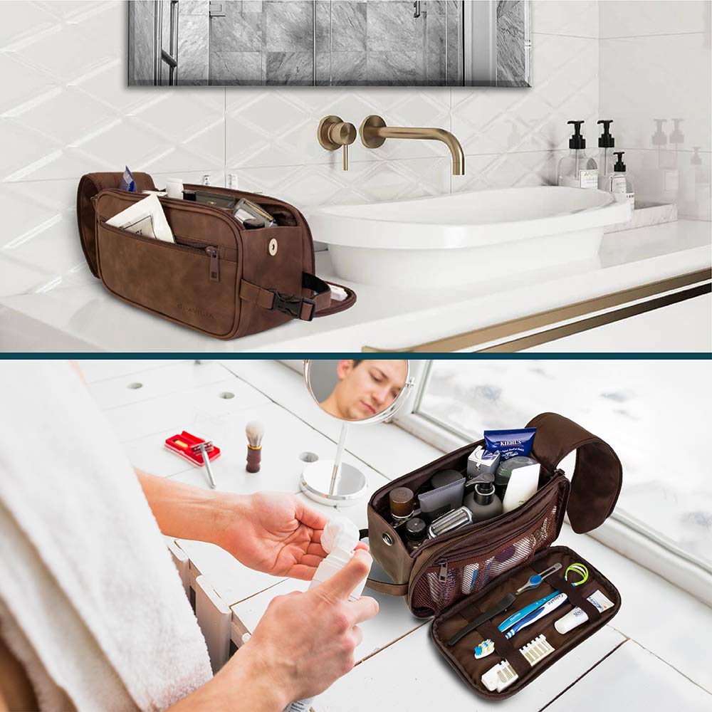 PAVILIA Toiletry Bag hanging buckle allows easy drying in hotel bathrooms