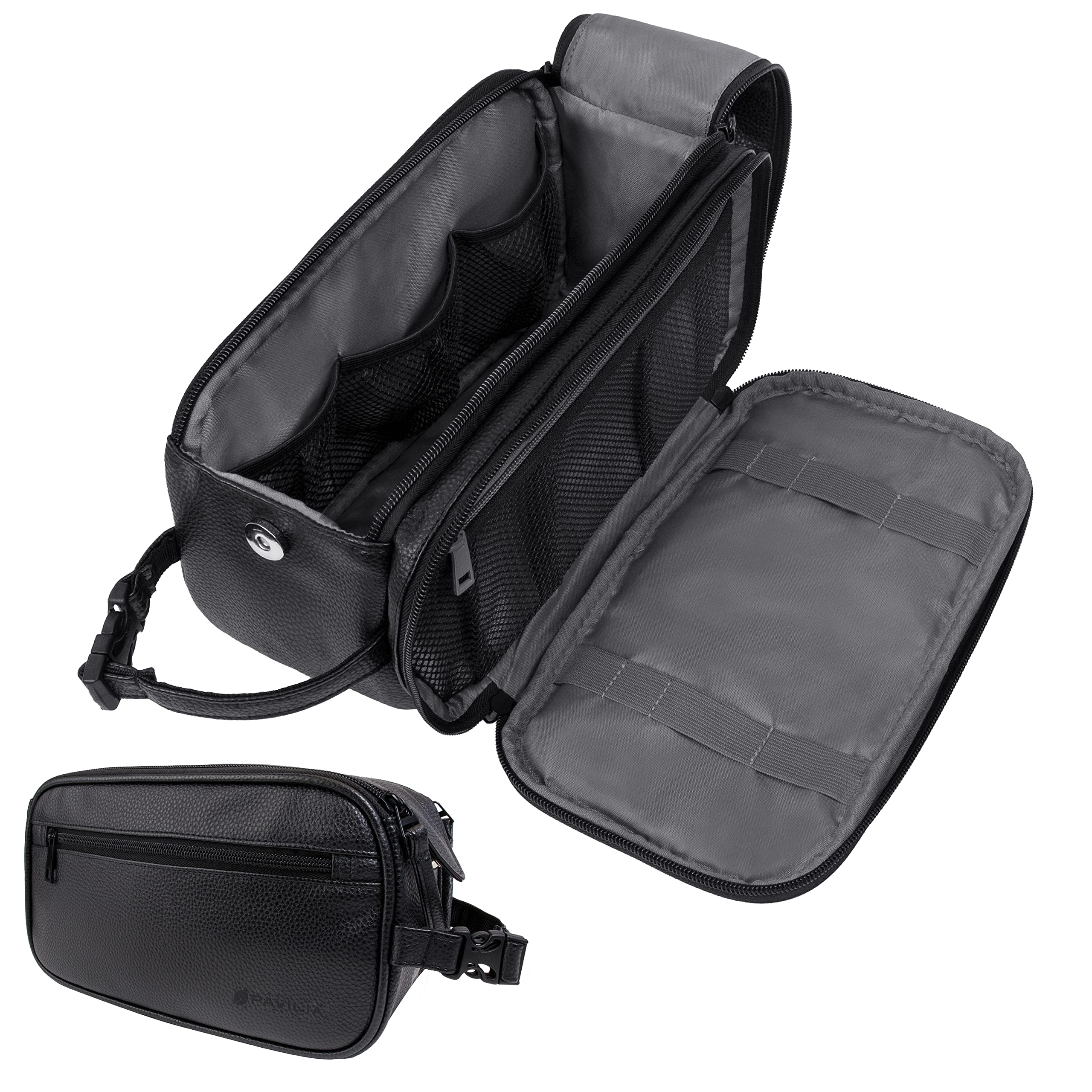PAVILIA Toiletry Bag large opening for quick access during travel.