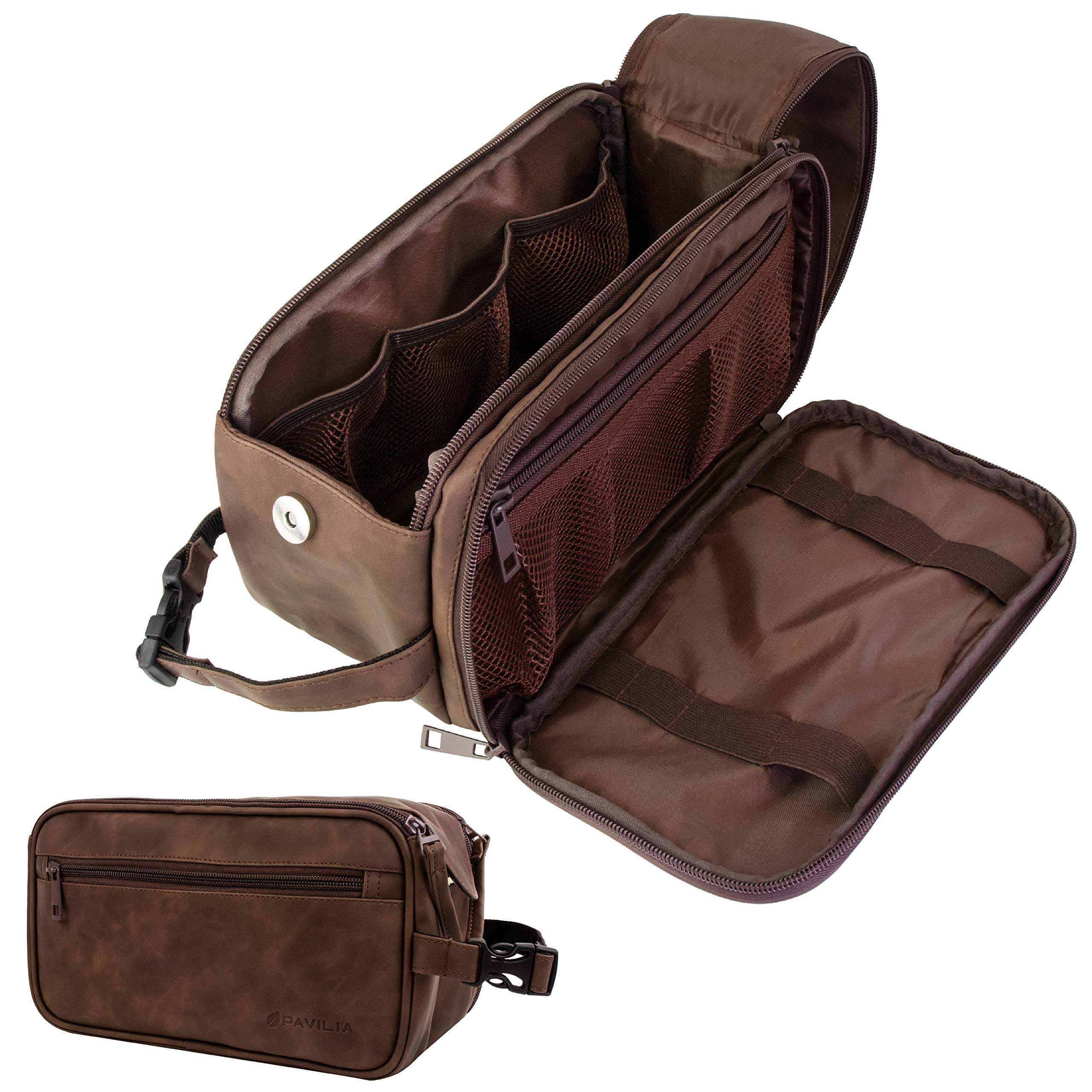 PAVILIA Toiletry Bag main compartment keeps grooming essentials organized on trips