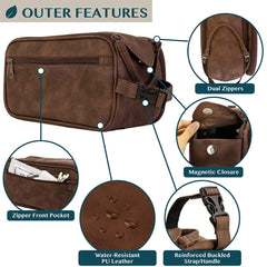 PAVILIA Toiletry Bag water-resistant PU leather protects contents while traveling