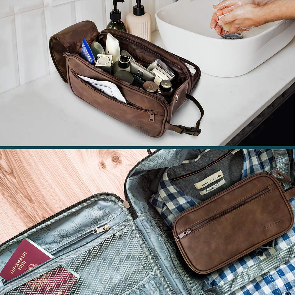 PAVILIA Toiletry Bag wet-dry separation keeps damp items apart