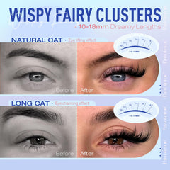 Pawotence 144pcs anime cluster lashes offer easy volume with comfortable wear.