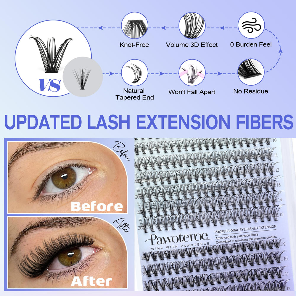 Pawotence cluster lashes 20D 9-12mm for natural, customizable looks