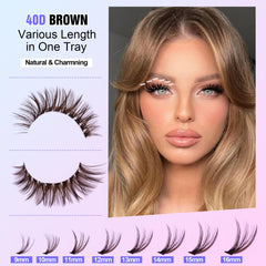 Pawotence cluster lashes 40D 9-16mm for customizable styles.