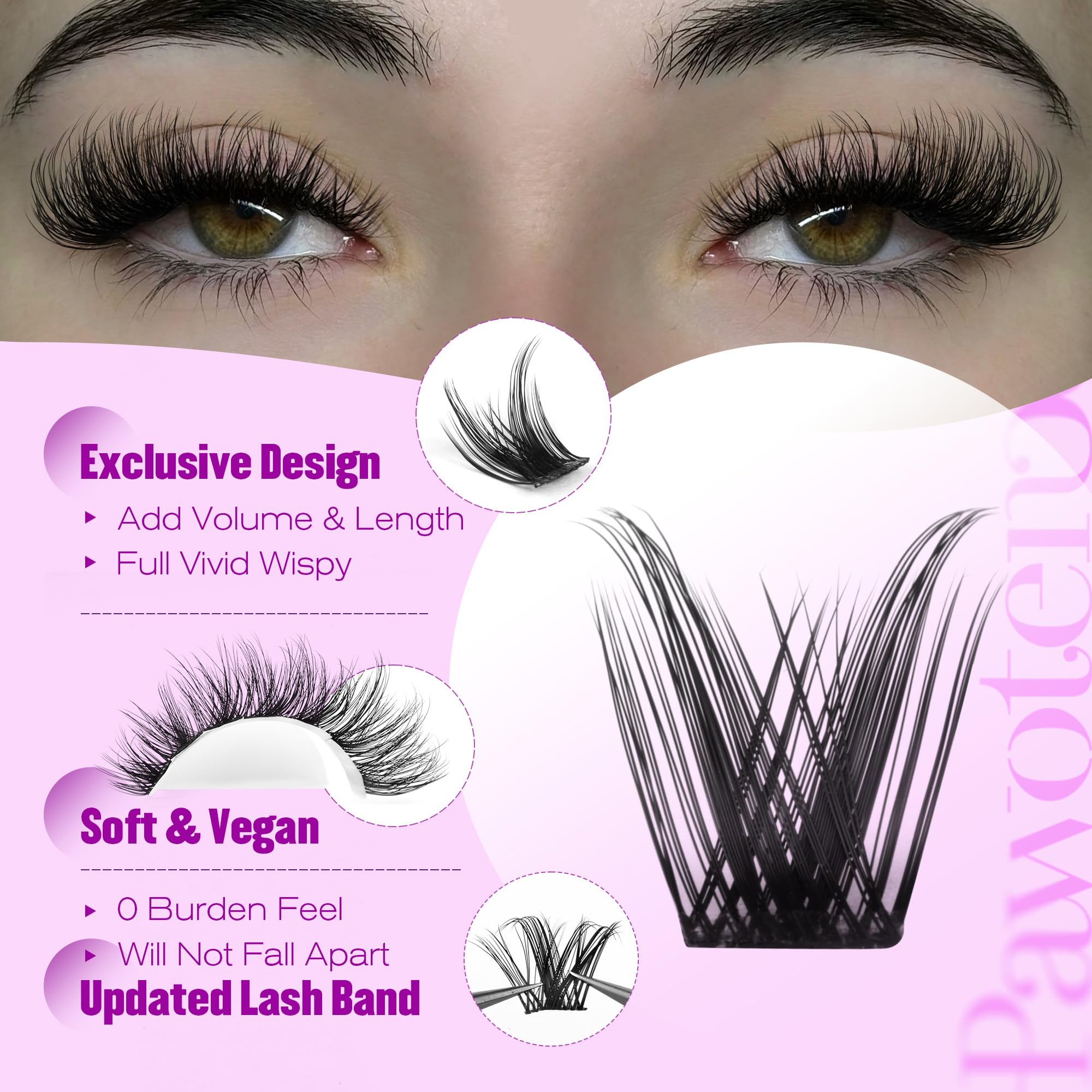Pawotence cluster lashes easy-apply design for quick day-to-night looks.