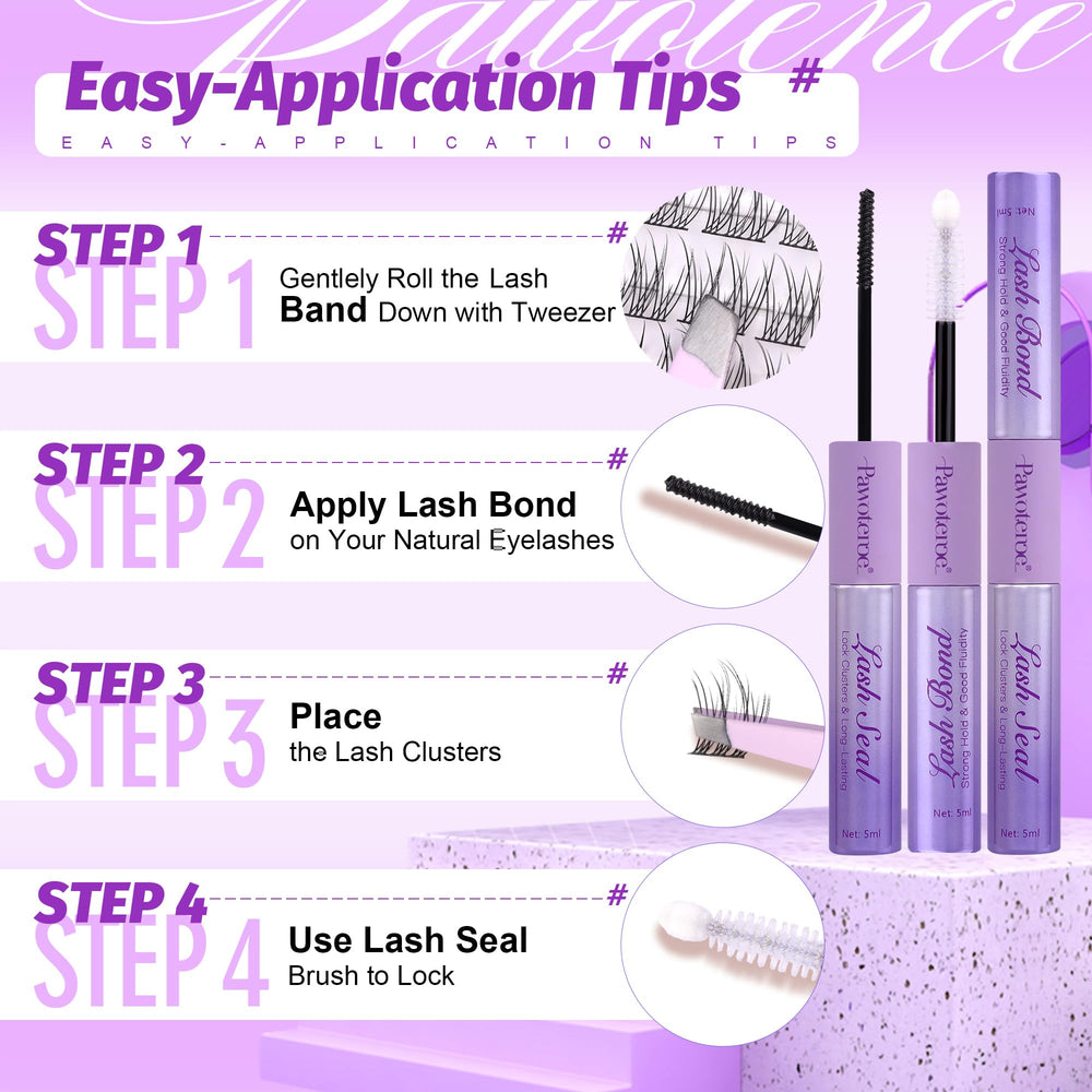 Pawotence DIY kit contents including lashes bond seal and applicator