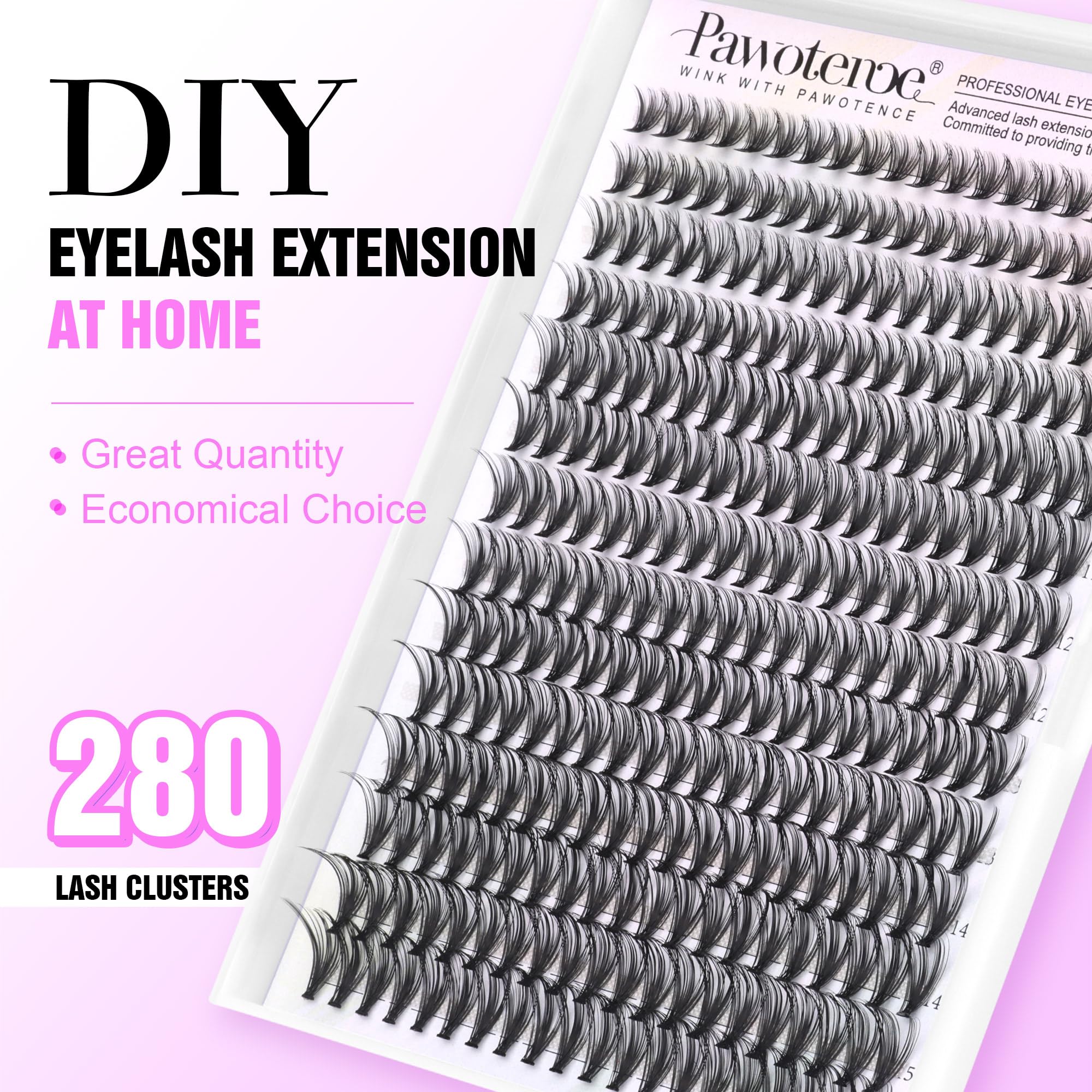 Pawotence 280pcs cluster lashes ideal for DIY eyelash extensions.