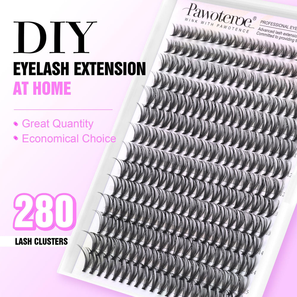 Pawotence 280pcs cluster lashes ideal for DIY eyelash extensions.