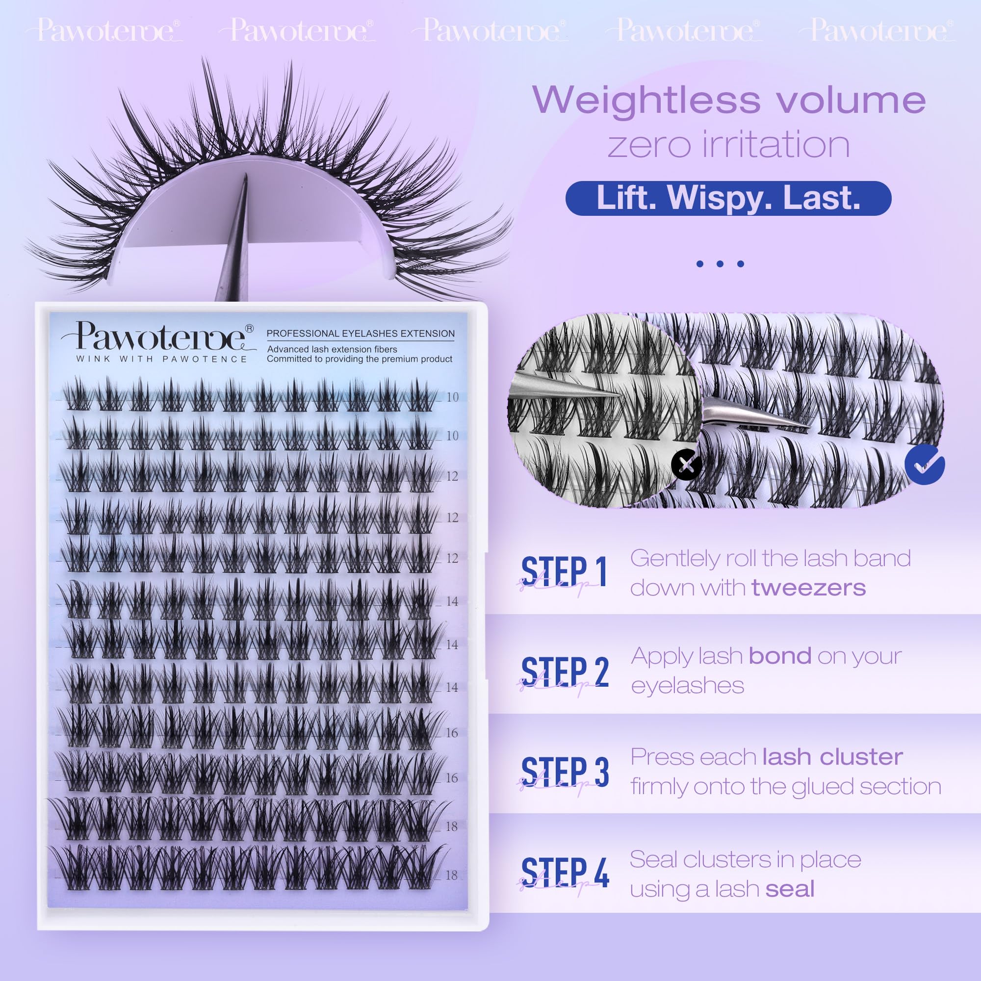 Pawotence Wispy Clusters enable quick, mess-free DIY lash extensions.