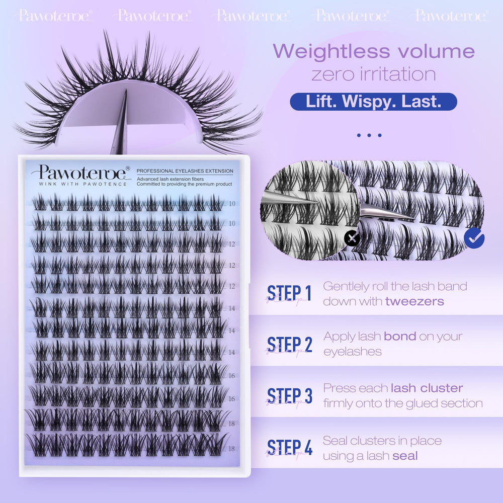 Pawotence Wispy Clusters enable quick, mess-free DIY lash extensions.