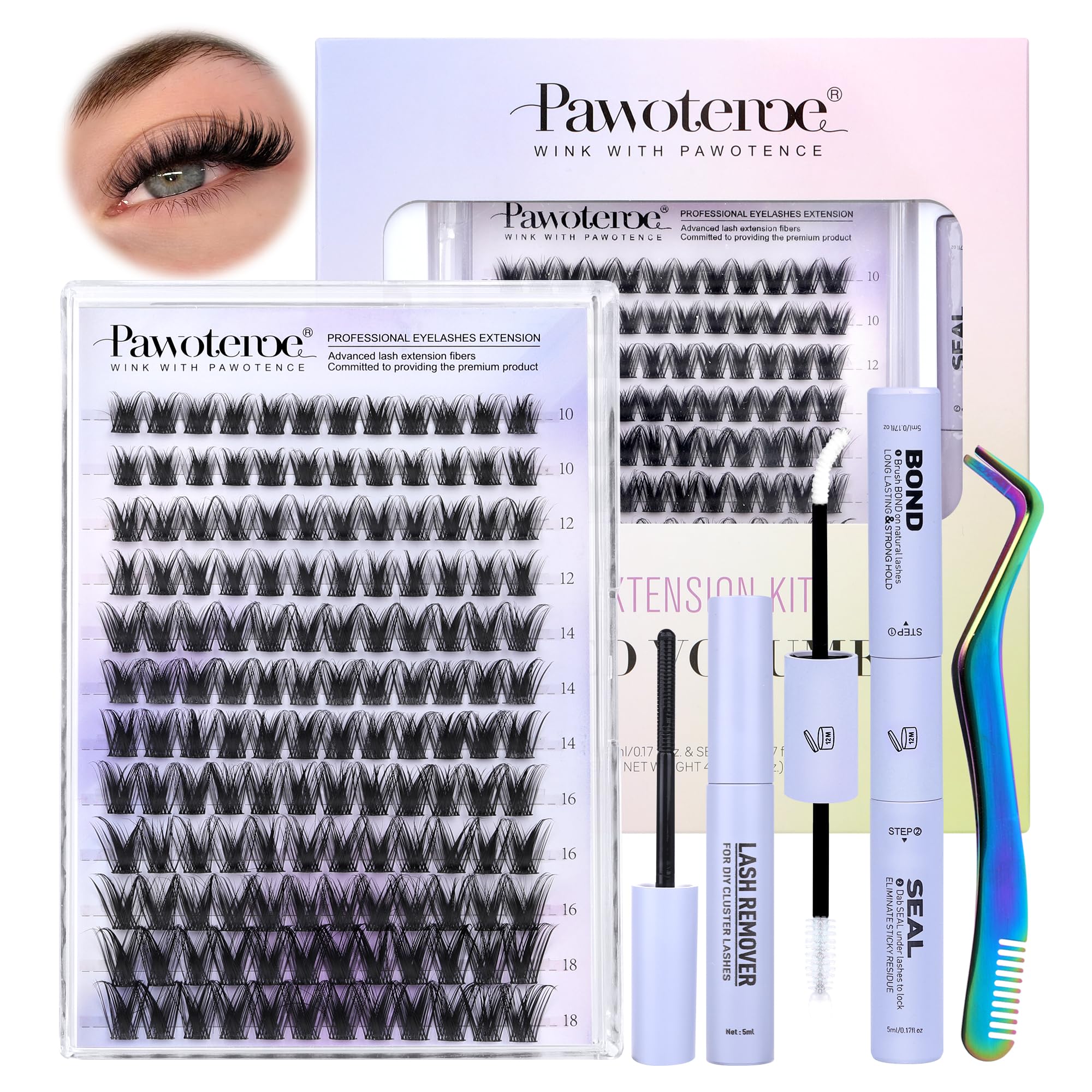 Pawotence Kira Lash Clusters close-up showing 10mm length for natural lift