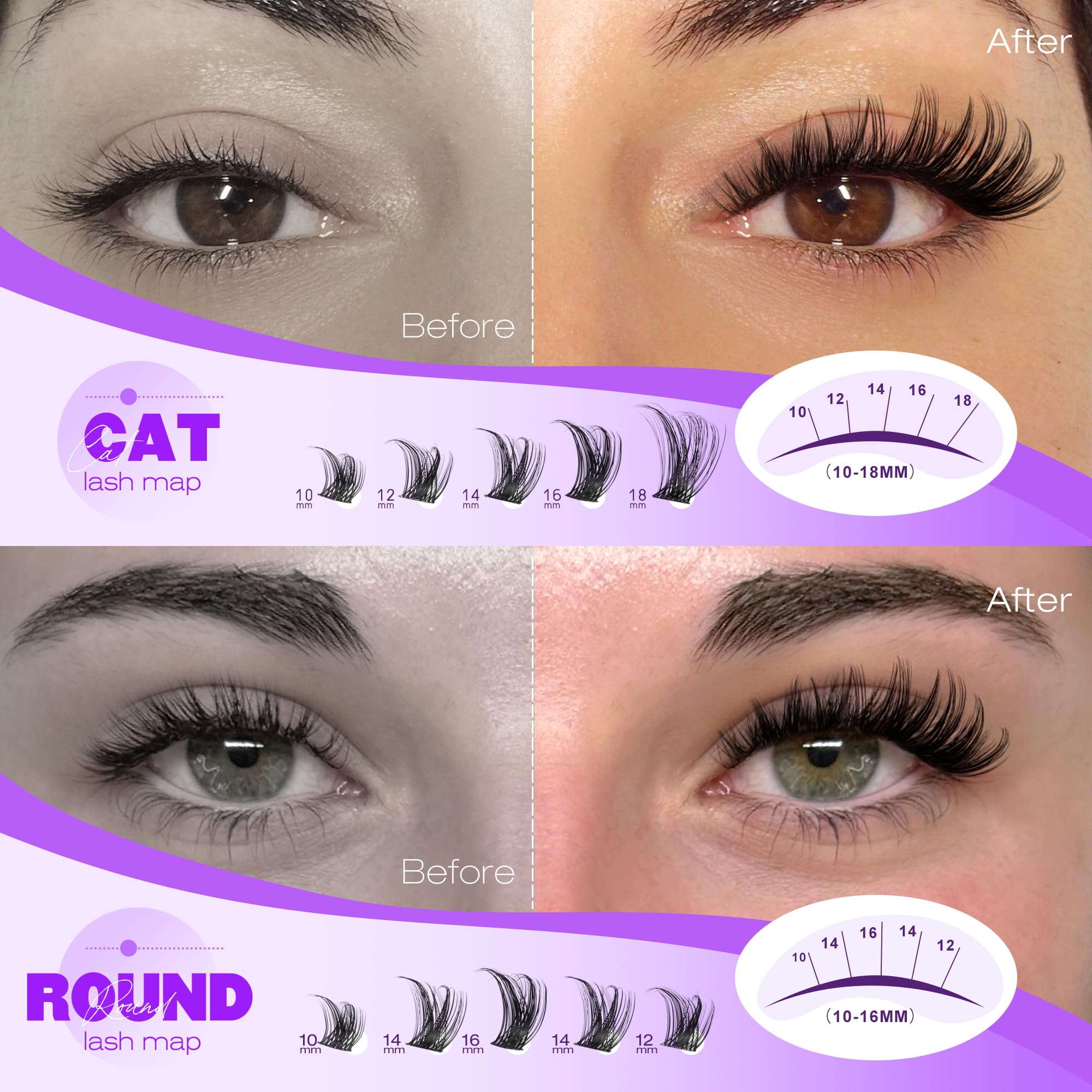 Pawotence Kira lash clusters thin band for comfortable at home wear
