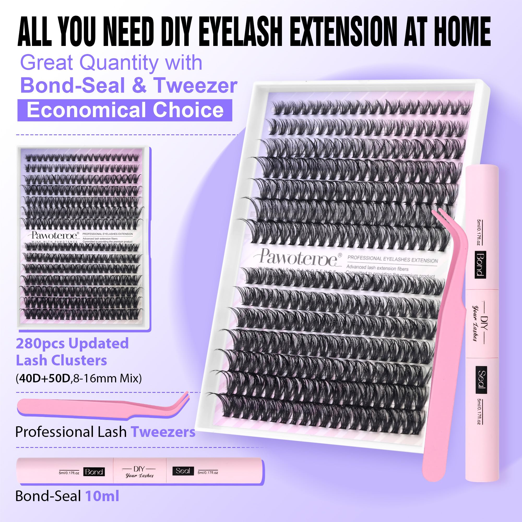Pawotence lash bond and seal secures clusters for longer wear