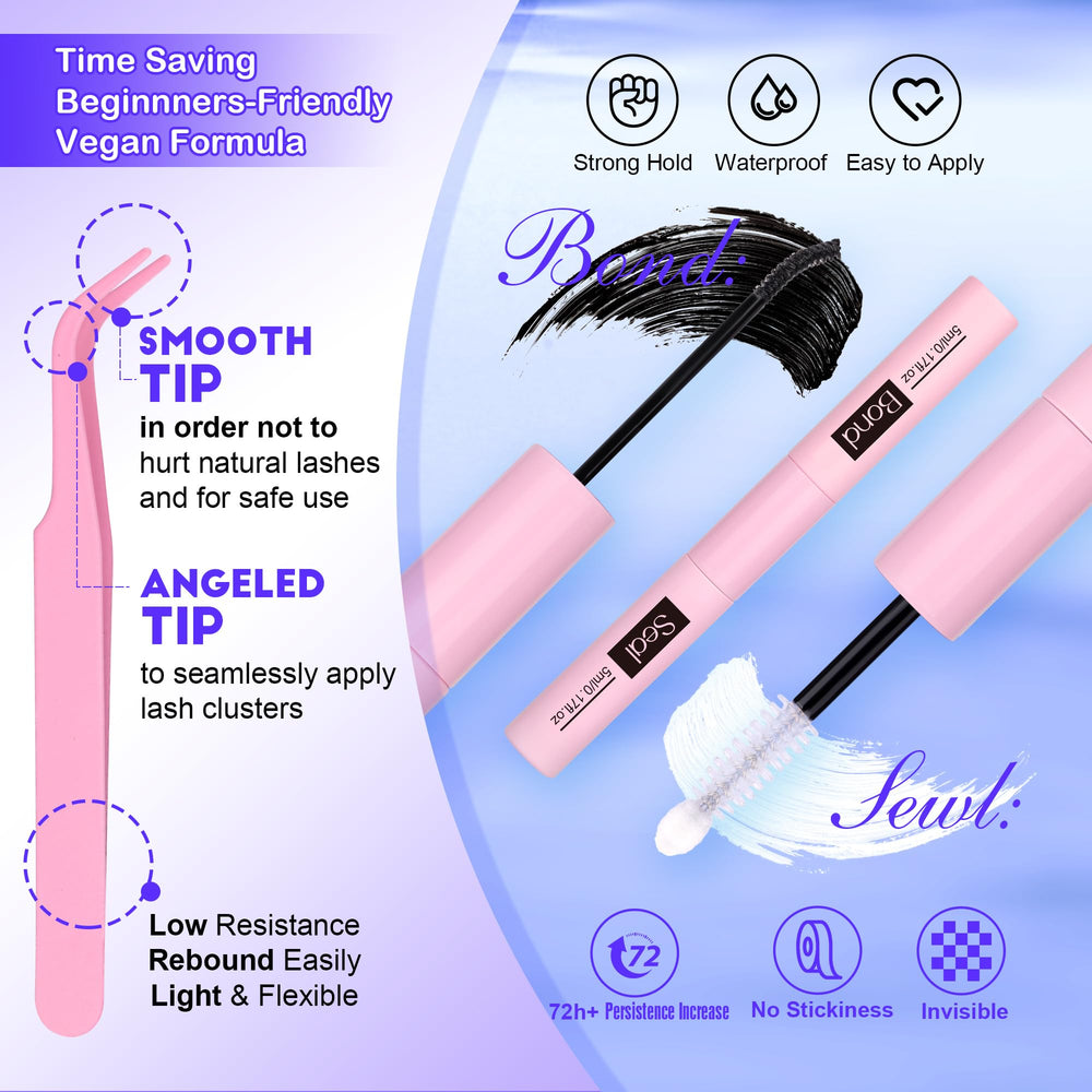 Pawotence 14mm lash clusters extension for more flutter