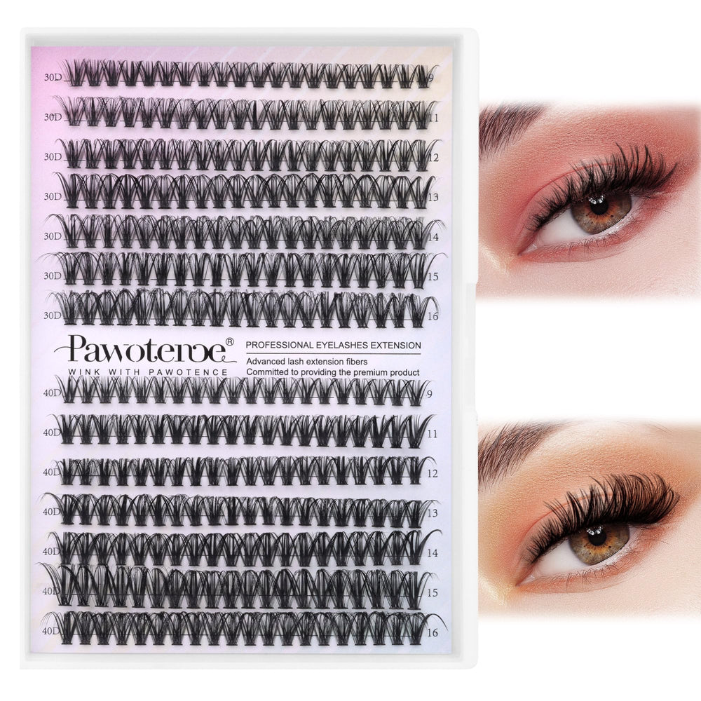 Pawotence Lash Clusters 280pcs in a mixed length pack for natural daily wear.