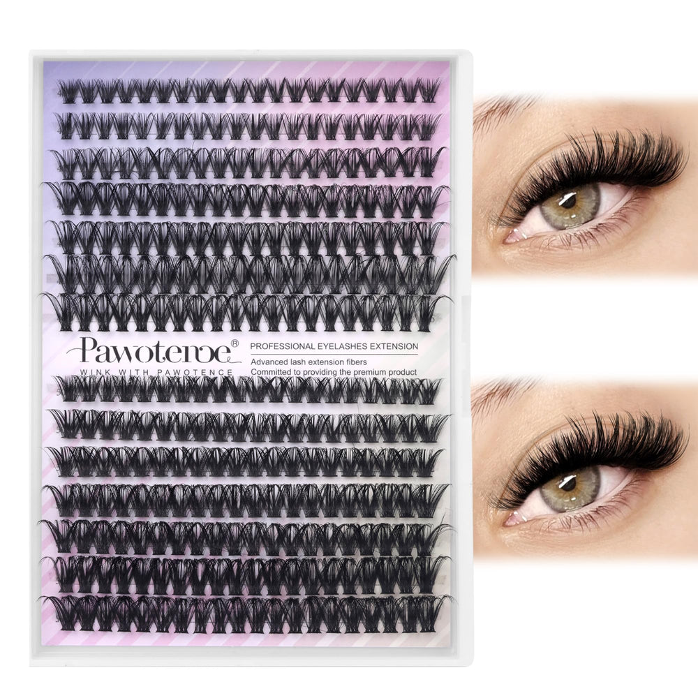 Pawotence Lash Clusters 280pcs with varied lengths for natural fullness.