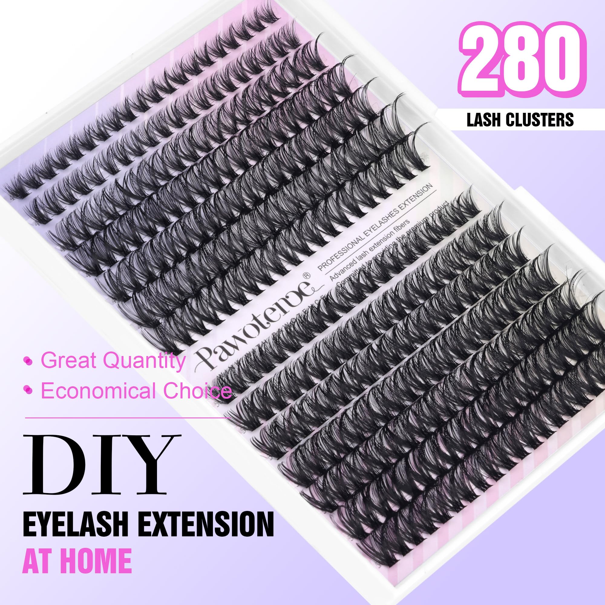 Pawotence Lash Clusters kit with tweezers for precise at-home use.