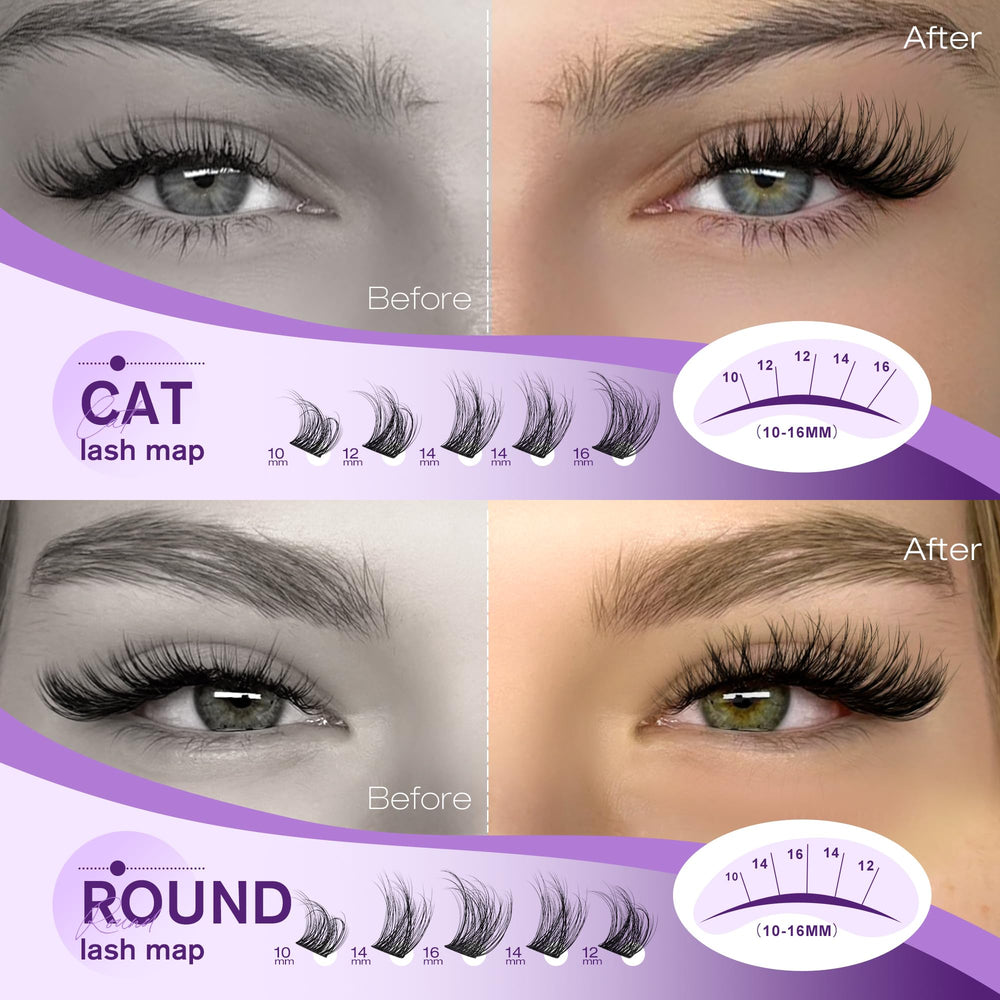 Pawotence lash clusters soft blend for diffused fullness that blends with natural lashes.