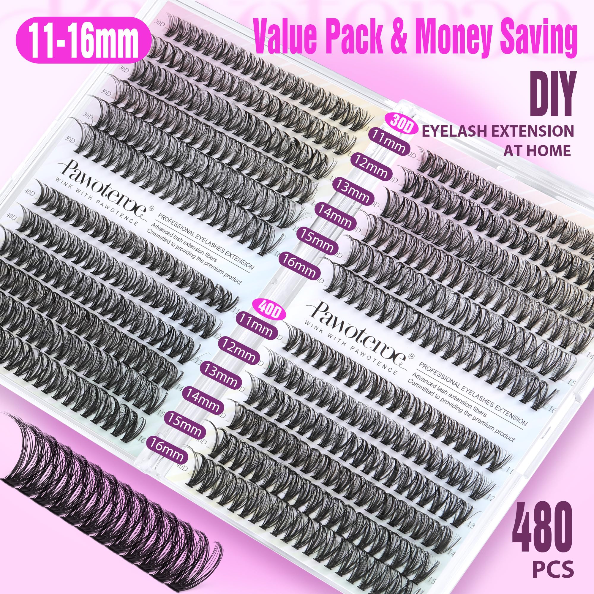 Pawotence Lash Clusters soft fiber texture for natural look