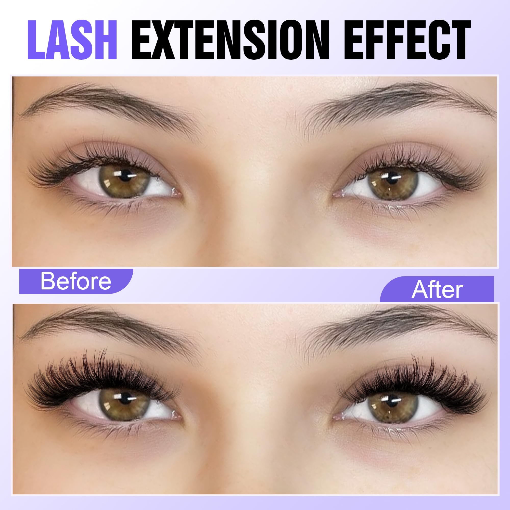 Close-up of Pawotence soft-fiber lash clusters for comfortable wear