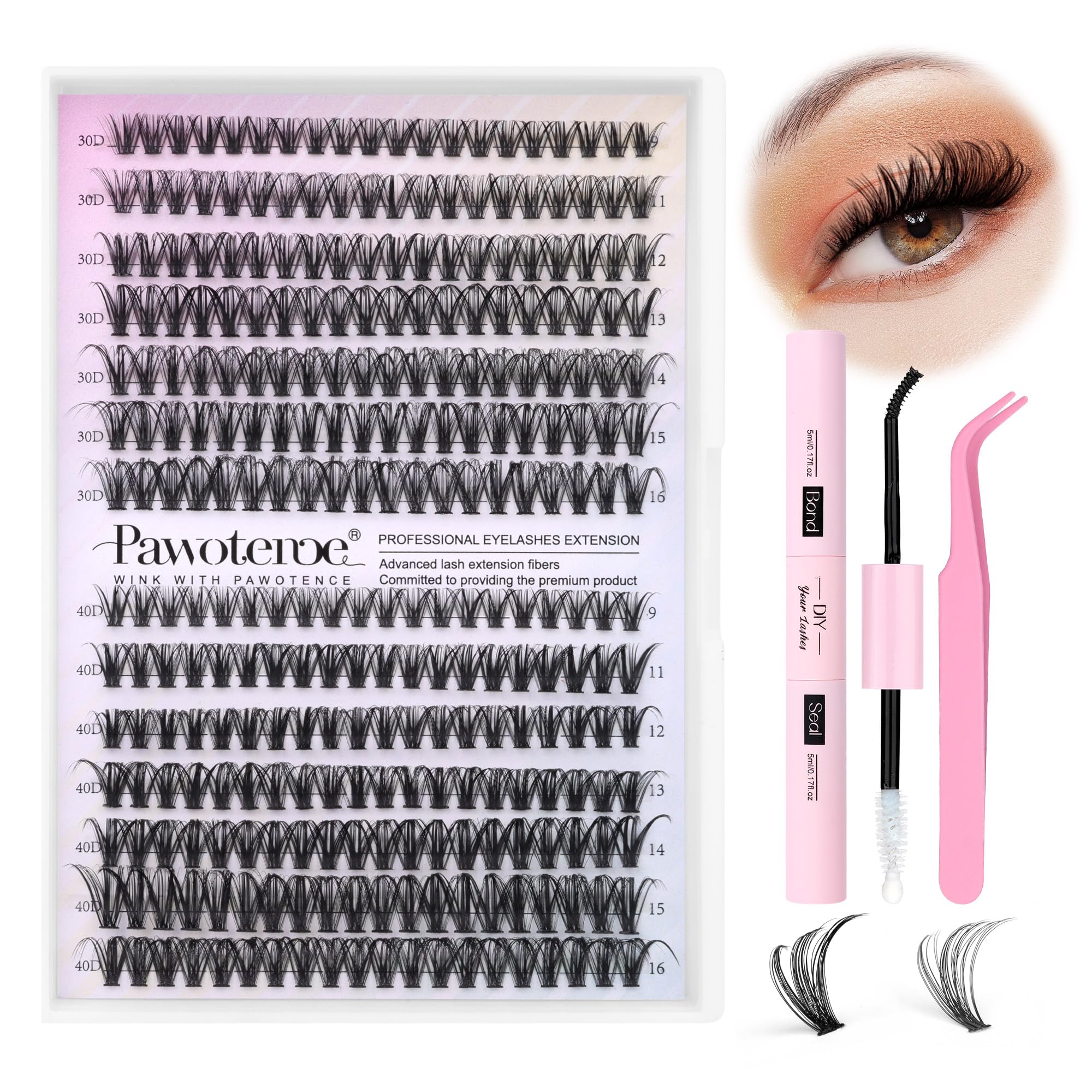 Pawotence lash extension kit with 280 clusters for customizable at-home looks