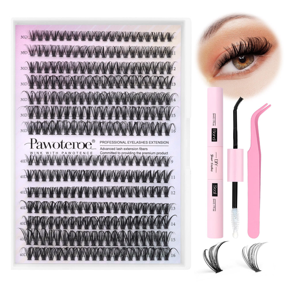 Pawotence lash extension kit with 280 clusters for customizable at-home looks
