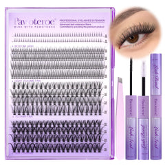 Pawotence lash extension kit with four style clusters for a natural daily look