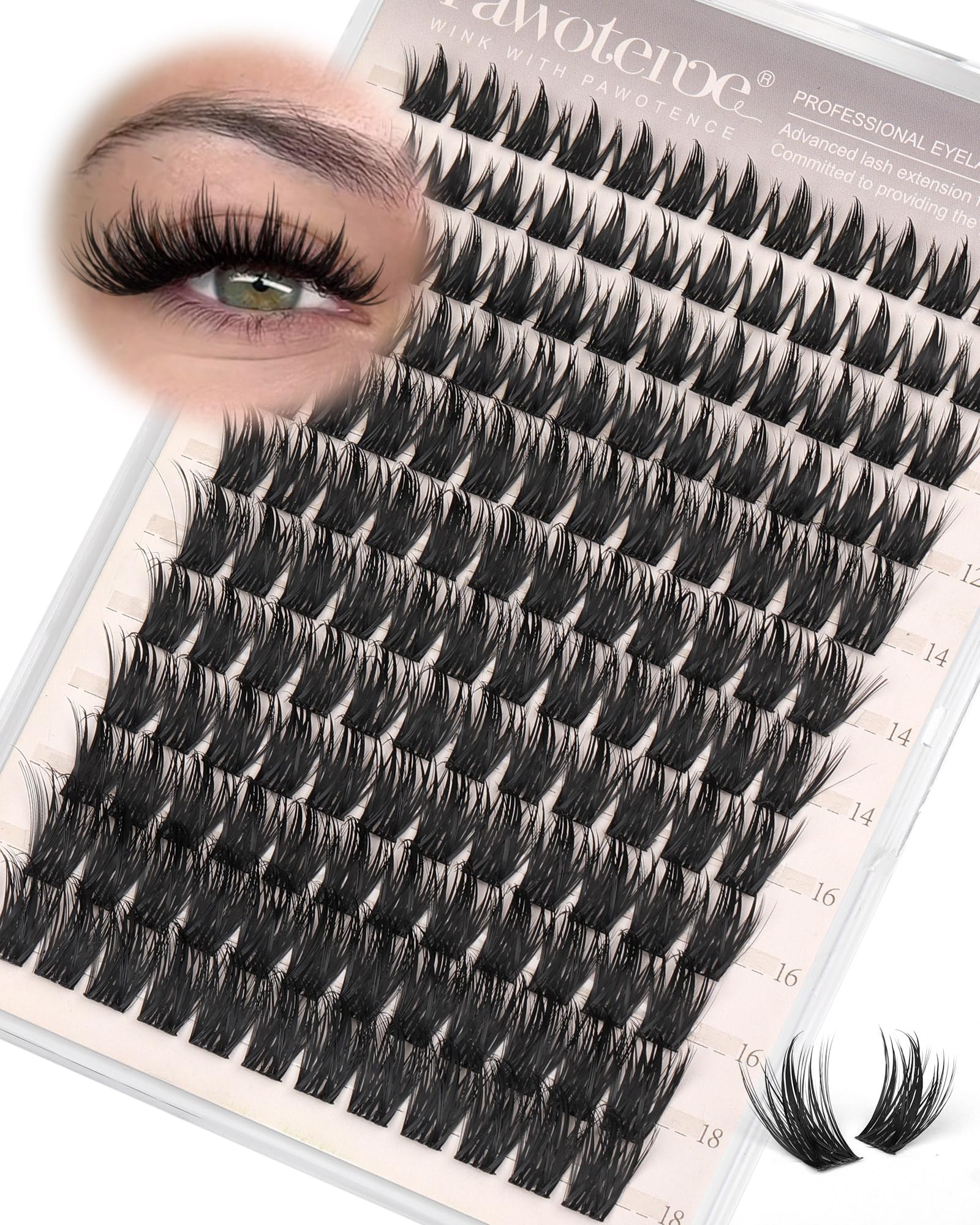 Pawotence Manga Lash Clusters 10-18mm bundle for a defined eye-opening look