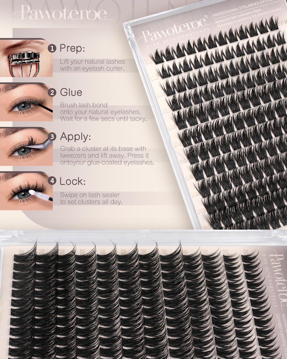 Pawotence Manga Lash Clusters mix of lengths for versatile styles