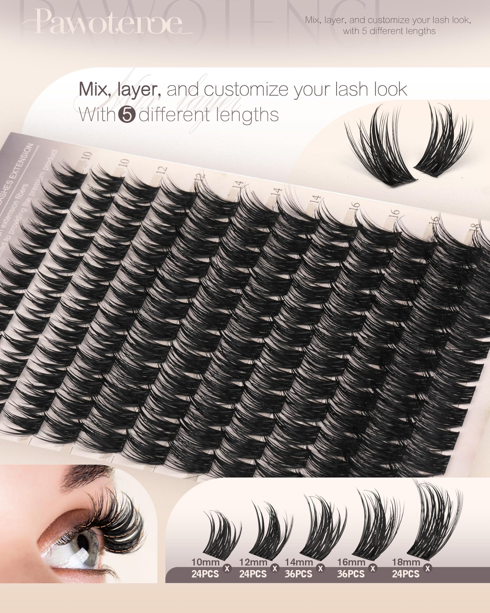 Pawotence Manga Lash Clusters feather-light wear for all-day comfort