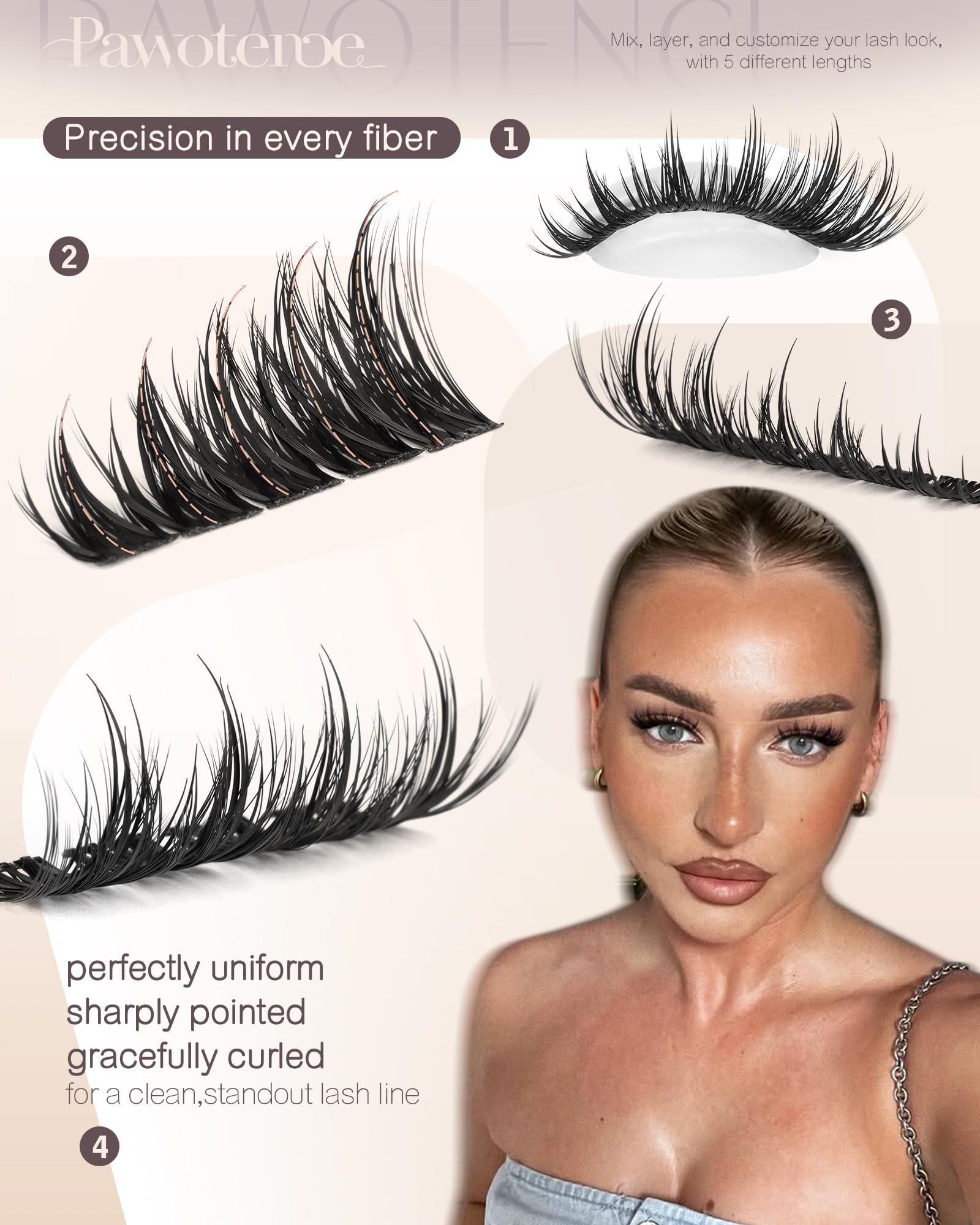 Pawotence Manga Lash Clusters five lengths for customizable volume